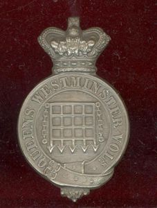 Queen's Westminster Rifle Volunteers Victorian O/R's glengarry badge