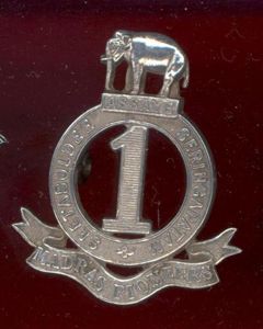 Indian Army 1st Madras Pioneer Officer's H/M silver cap badge