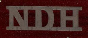 N D H North Devon Hussars WW1 shoulder title