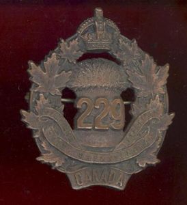 Canadian 229th South Saskatchewan Bn. WW1 CEF cap badge