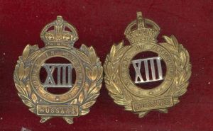 13th Hussars WW1 OR's collar badges