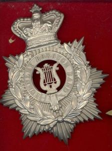 Victorian Burnley Borough Band helmet plate