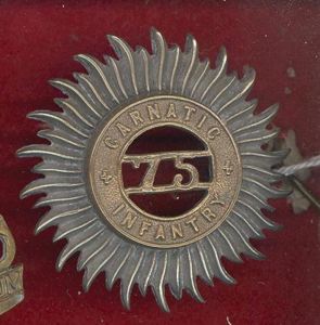 Indian Army: 75th Carnatic Infantry cap badge .