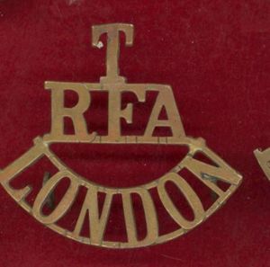 T / RFA / LONDON WW1 shoulder title