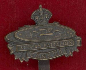 Canadian 1st Tank Bn. WW1 CEF cap badge