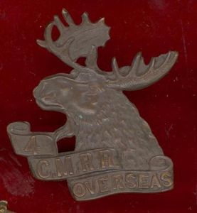 4th Canadian Mounted Rifles Regt WW1 CEF cap badge