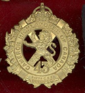 Canadian 43rd Cameron Hldrs of Canada Bn. WW1 CEF glengarry …