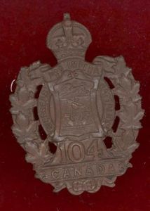 Canadian 104th New Brunswick Bn. WW1 CEF cap badge