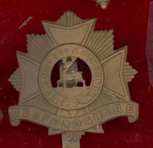 The Bedfordshire Regt WW1 economy issue cap badge