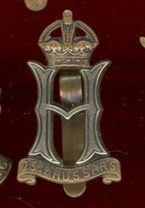 23rd Hussars WW2 OR's cap badge