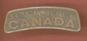 Canada. 54th Kootenay Battalion CEF WW1 shoulder title