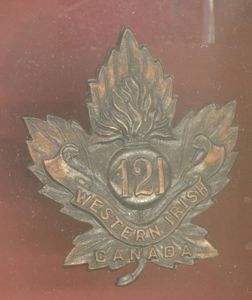Canadian 121st Western Irish Bn. WW1 CEF cap badge