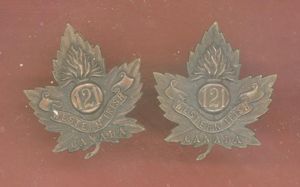 Canadian 121st Western Irish Bn. WW1 CEF collar badges