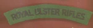 Irish ROYAL ULSTER RIFLES WW2 cloth shoulder title