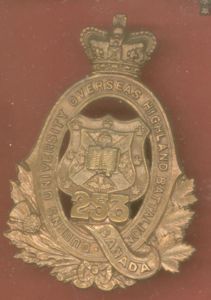 Canadian 253rd (Queen's University Highland) Bn. WW1 CEF cap badge