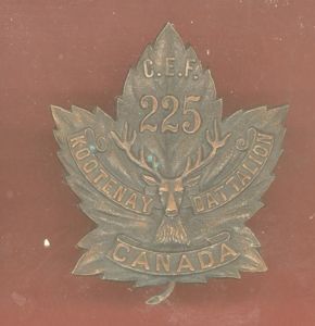 Canadian 225th Kootenay, B.C. Battalion WW1 CEF cap badge