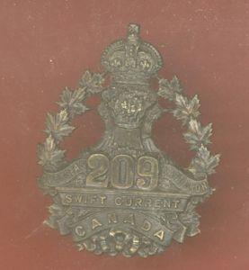 Canadian 209th Swift Current, Saskatchewan Bn.CEF WW1 cap badge