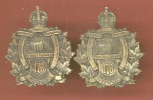Canadian 176th Niagara Rangers, Welland County Bn. WW1 CEF collar …