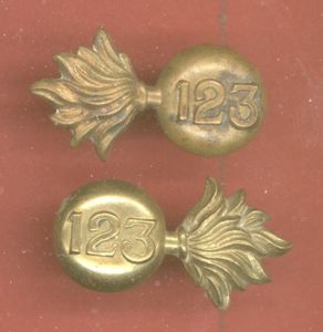 Canadian 123rd Toronto Bn. WW1 CEF collar badges
