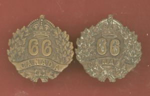 Canadian 66th Battalion (Edmonton, Alberta) WW1 CEF Collar Badges