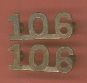 Canadian 106 106th Battalion (Nova Scotia Rifles) WW1 CEF numeral …