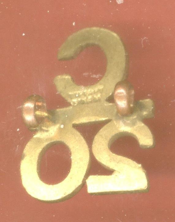 Canadian C/20 20th Battalion (1st Central Ontario) WW1 CEF numeral badge — image 2
