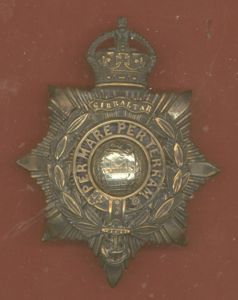 Royal Marines Warrant Officer's helmet plate.