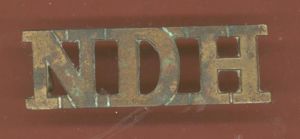 N D H North Devon Hussars WW1 shoulder title