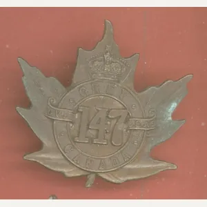 Canadian 147th Grey County Bn. WW1 CEF cap badge