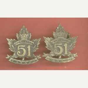 Canadian 51st Edmonton Bn. WW1 CEF collar badges