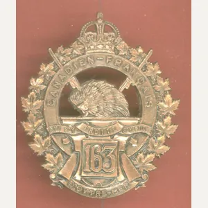 Canadian 163rd Canadien-Francais Bn. WW1 CEF cap badge