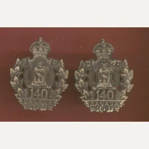 Canadian 140th New Brunswick Bn. WW1 CEF collar badges