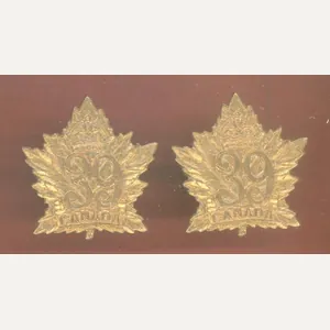 Canadian 39th Belleville, Ontario Battalion WW1 CEF collar badges