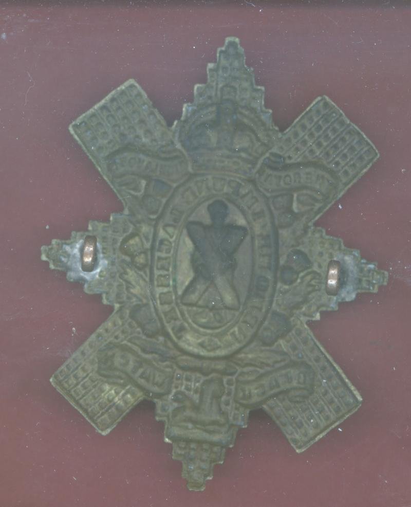 Scottish Black Watch Royal Hldrs WW1 brass economy glengarry badge — image 2