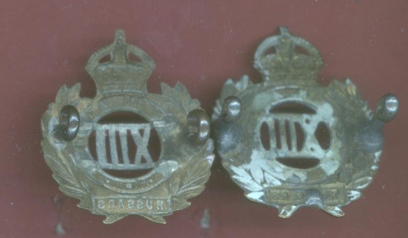 13th Hussars WW1 OR's collar badges — image 2