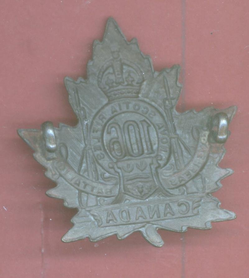 Canadian 106th Battalion (Nova Scotia Rifles) WW1 CEF cap badge — image 2