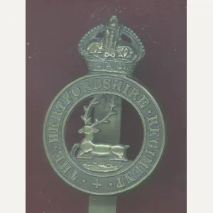 The Hertfordshire Regiment WW1 OR's cap badge