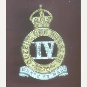 4th Queen's Own Hussars WW1 Officer's cap badge