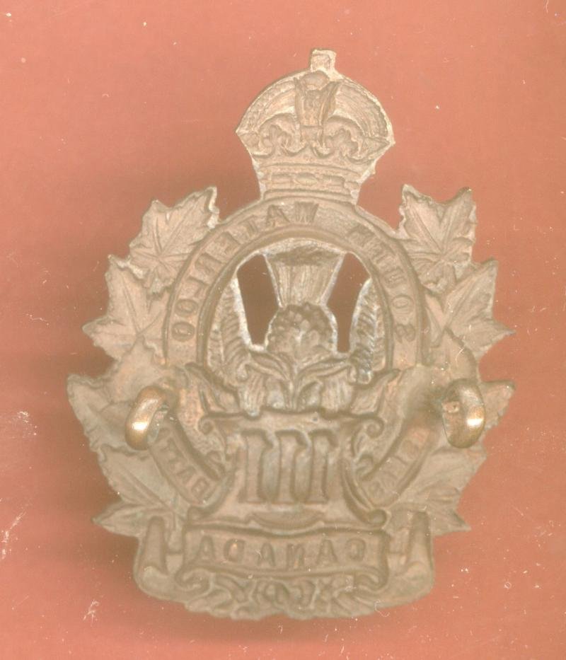 Canadian 111th South Waterloo Battalion WW1 CEF Brown OSD cap badge — image 2