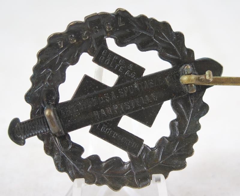 WW2 German SA sport badge bronze class - 2nd type Berg&Nolte — image 3