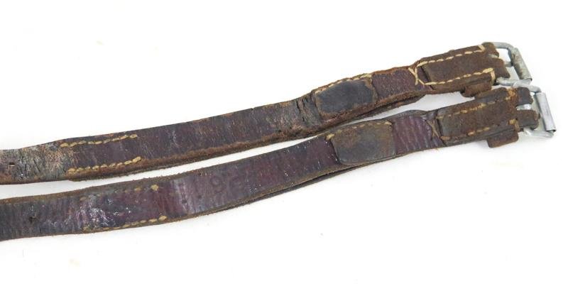 WW2 German Wehrmacht/Waffen-SS leather strap pair -mantelriemen — image 2