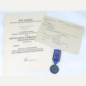 WW2 German Luftschutz air raid defence 2nd class medal with …
