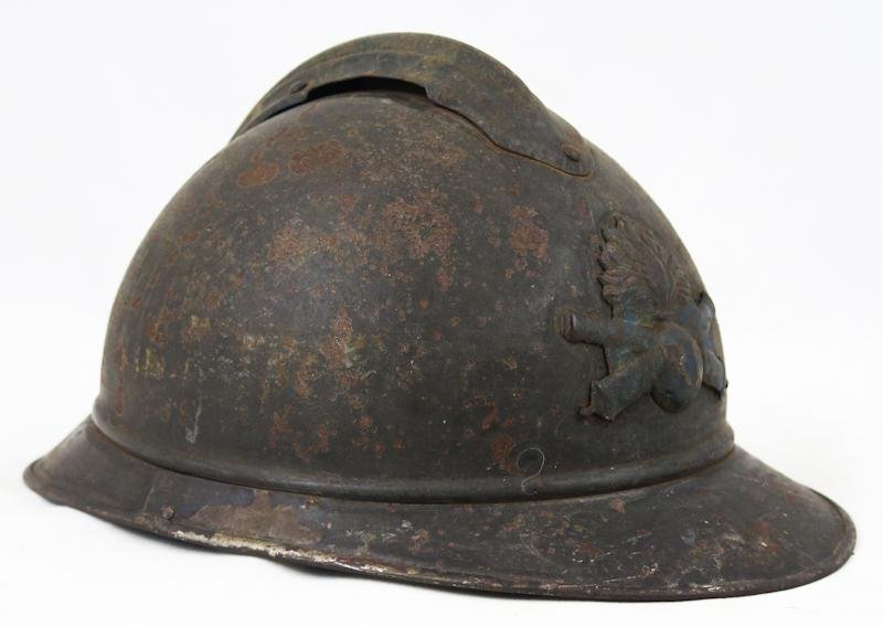 WW1 French M1915 Adrian steel helmet shell — image 2