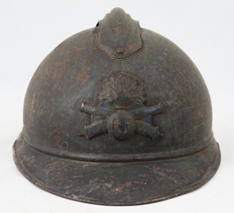 WW1 French M1915 Adrian steel helmet shell — image 3