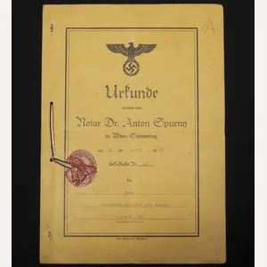 Urkunde – Notar Dr. Anton Spurny in Wien-Simmering (1942)