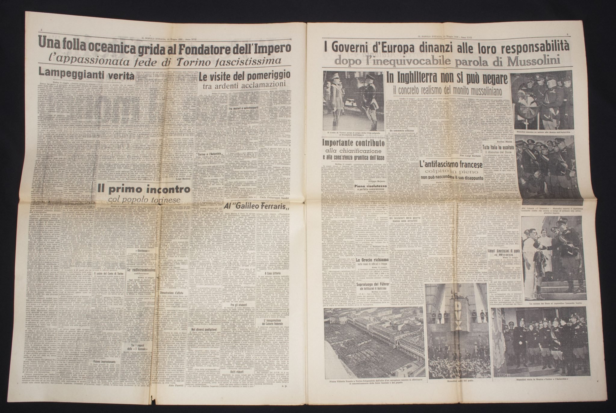 (Newspaper) Italy fascism: Il Popolo d'Italia 'Il Duce al Mondo' — image 5