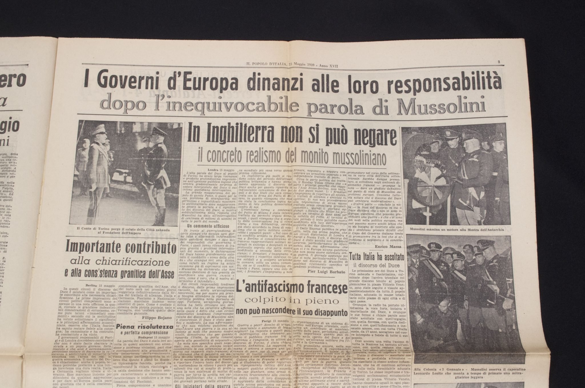 (Newspaper) Italy fascism: Il Popolo d'Italia 'Il Duce al Mondo' — image 6