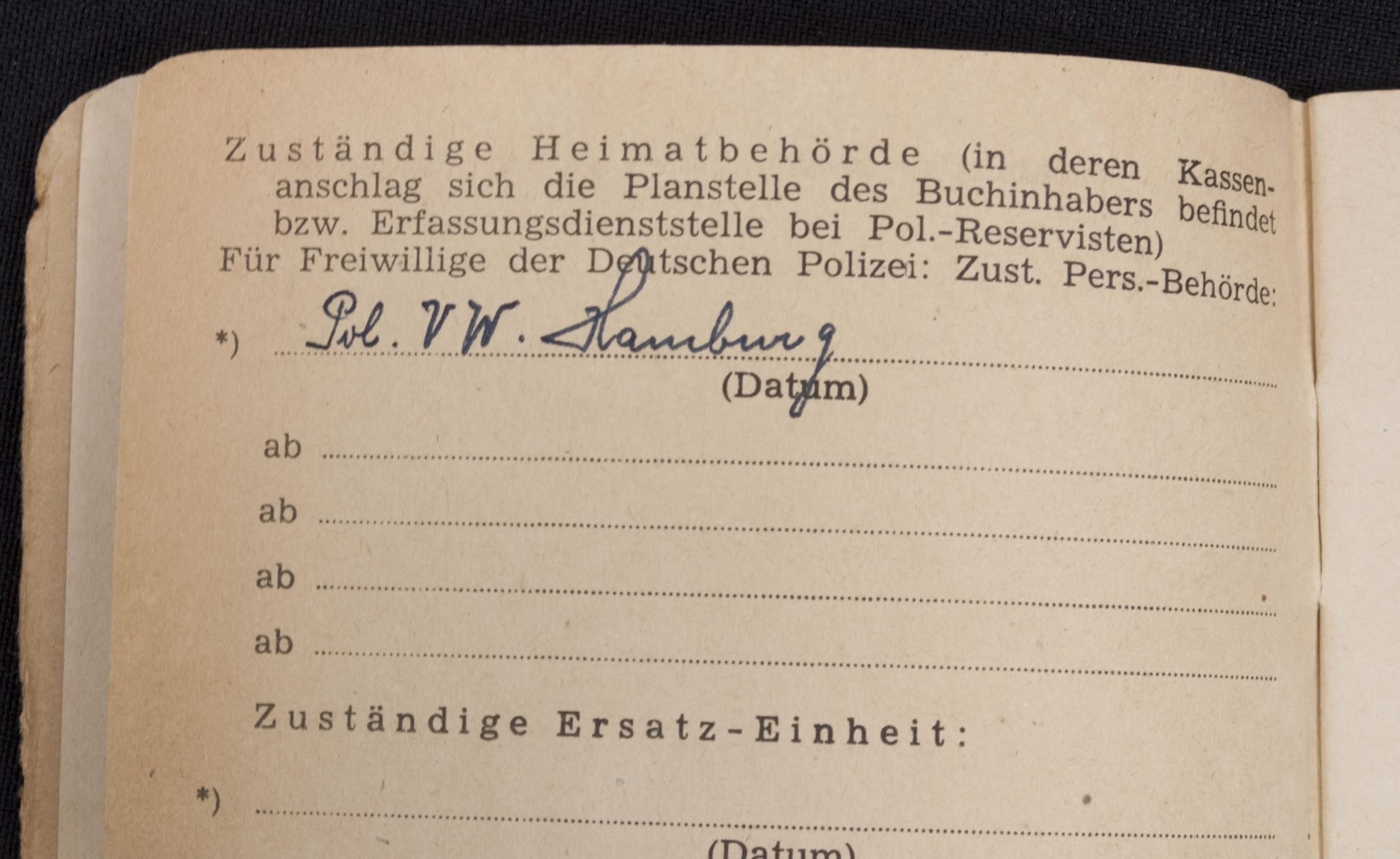 Soldbuch Schutzpolizei Verwaltung Hamburg (denazified SS 1945) — image 8