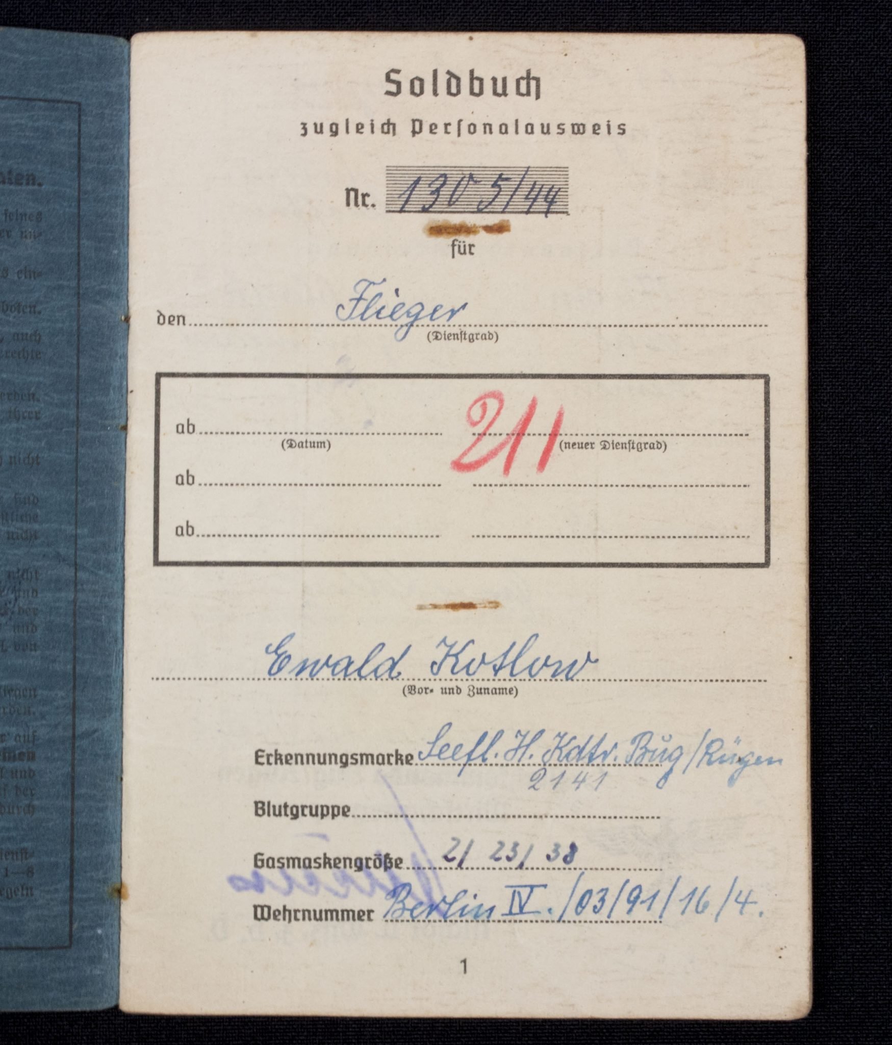 Luftwaffe (LW) Soldbuch Seefliegerhorst Bug auf Rügen — image 5