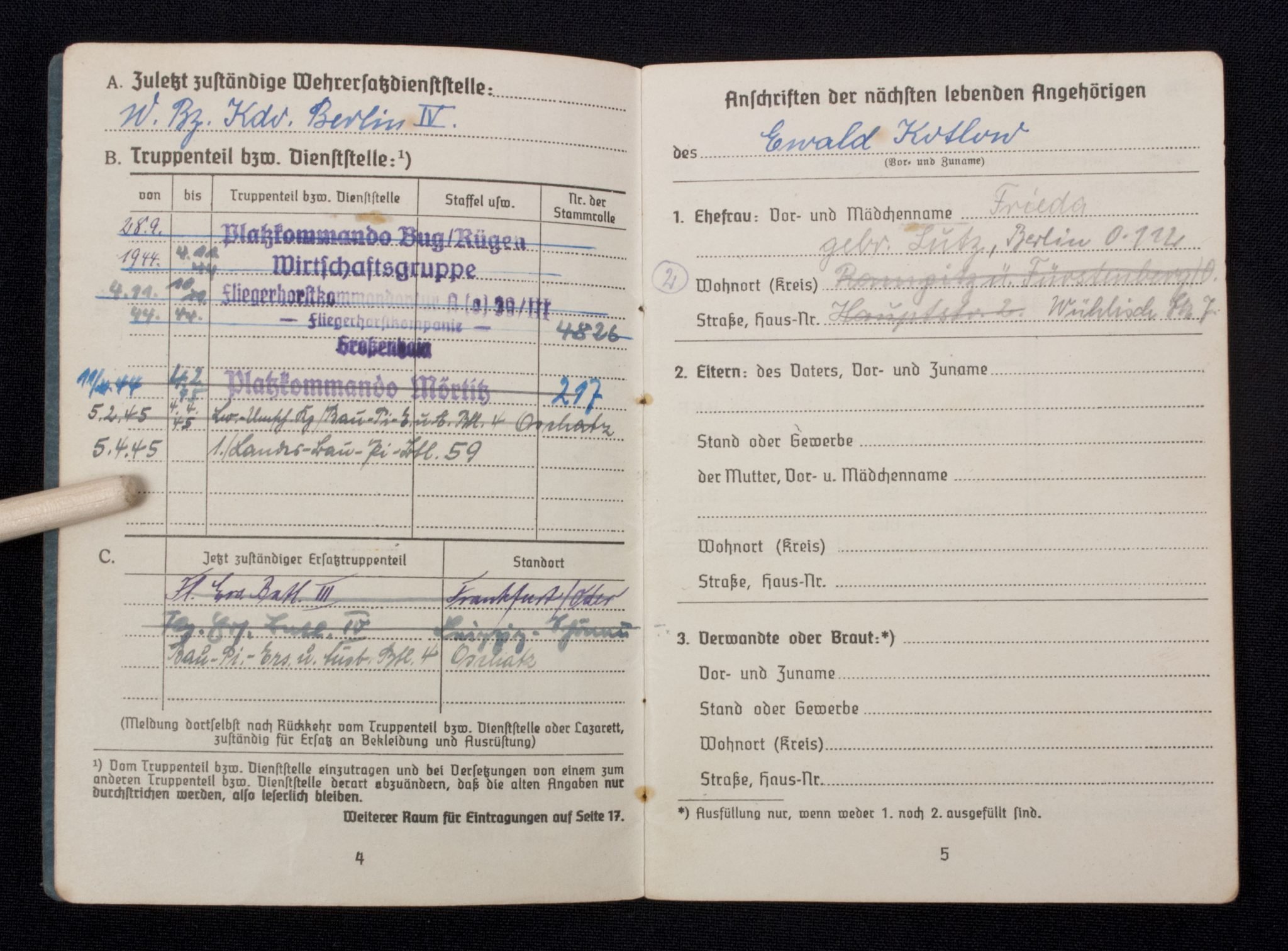 Luftwaffe (LW) Soldbuch Seefliegerhorst Bug auf Rügen — image 7